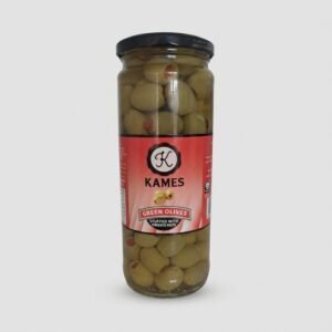 Home green stipped olives